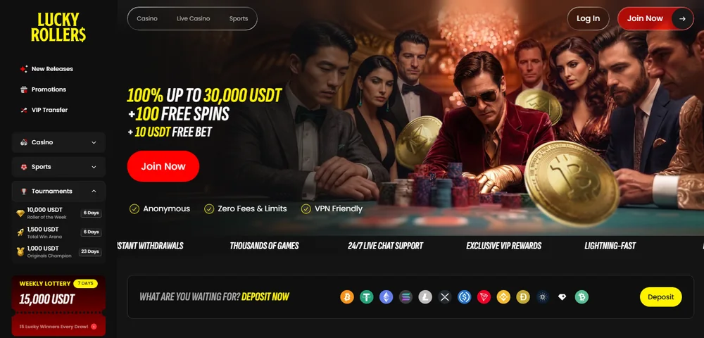 Lucky Rollers casino homepage desktop