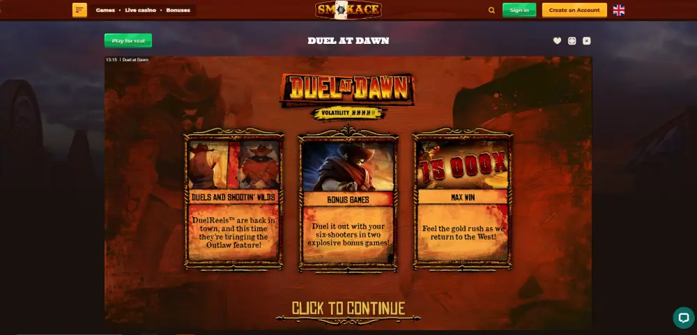 Smokace Casino slots page