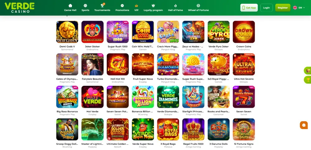 Verde Casino games library