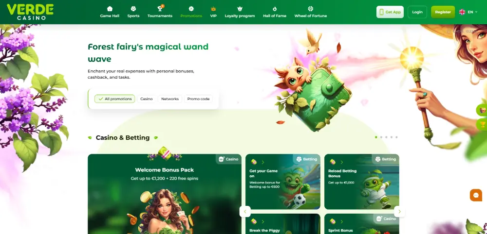 Verde Casino promotions page desktop
